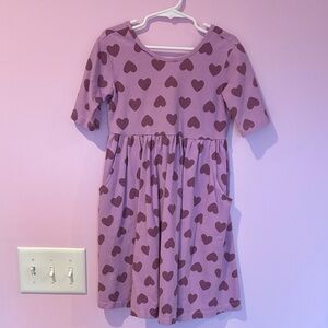 Hanna Andersson Lavender Dress with Dark Purple Hearts
